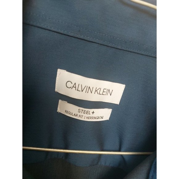 Calvin Klein Men's Dress Shirt Regular Fit Non Iro -Med $75 For Less Make Offers - Picture 6 of 10